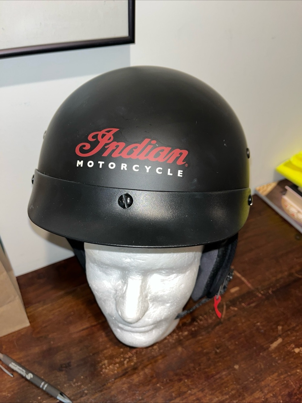 Indian Motorcycle Half Touring Helmet Retro Racing Black XS great for Youth EUC